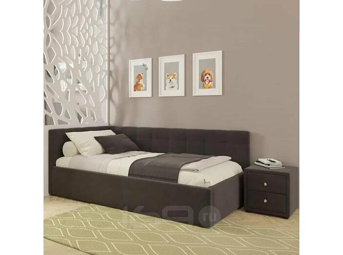 Кровать Bonna с матрасом велюр шоколад без П/М 1200x2000, изголовье мягкое