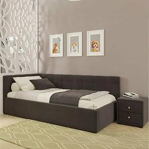 Кровать Bonna с матрасом велюр шоколад без П/М 1200x2000, изголовье мягкое