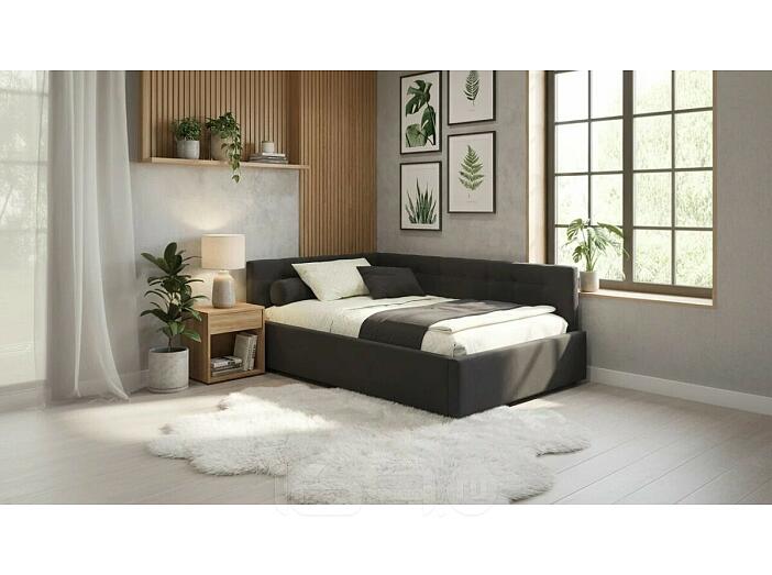 Кровать Bonna с матрасом велюр шоколад С П/М 1200x2000, ортопедическое основание, изголовье мягкое