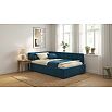 Кровать Bonna с матрасом велюр синий без П/М 1200x2000, изголовье мягкое
