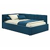 Кровать Bonna с матрасом велюр синий С П/М 1200x2000, ортопедическое основание, изголовье мягкое