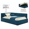 Кровать Bonna с матрасом велюр синий С П/М 1200x2000, ортопедическое основание, изголовье мягкое
