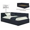 Кровать Bonna с матрасом велюр черный без П/М 1200x2000, изголовье мягкое