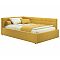 Кровать Bonna велюр желтый без подъёмного механизма 1200x2000, изголовье мягкое