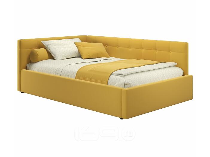 Мягкая кровать-тахта Bonna 1200 желтая c ортопедическим основанием