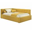 Кровать Bonna с матрасом велюр желтый без П/М 1200x2000, изголовье мягкое