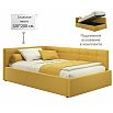 Кровать Bonna с матрасом велюр желтый С П/М 1200x2000, ортопедическое основание, изголовье мягкое