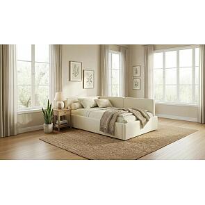 Кровать Kapri с матрасом велюр бежевый С П/М 1200x2000, ортопедическое основание, изголовье мягкое