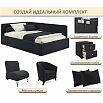 Кровать Kapri с матрасом велюр черный С П/М 1200x2000, ортопедическое основание, изголовье мягкое