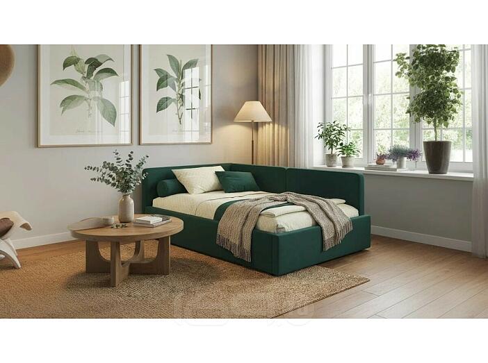 Кровать Kapri с матрасом велюр изумруд С П/М 1200x2000, ортопедическое основание, изголовье мягкое
