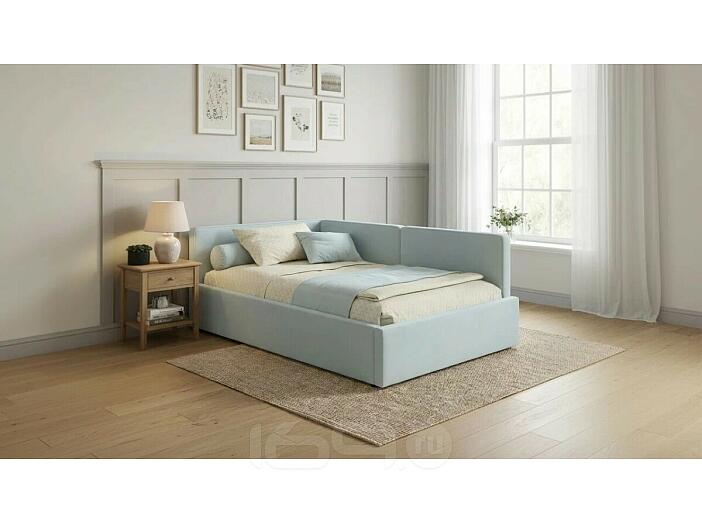 Кровать Kapri с матрасом велюр мята пастель С П/М 1200x2000, ортопедическое основание, изголовье мягкое