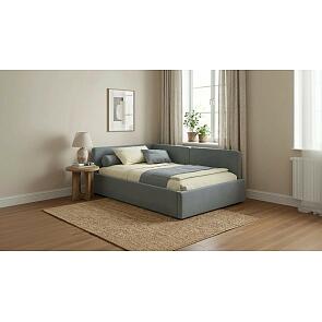 Кровать Kapri с матрасом велюр серый С П/М 1200x2000, ортопедическое основание, изголовье мягкое