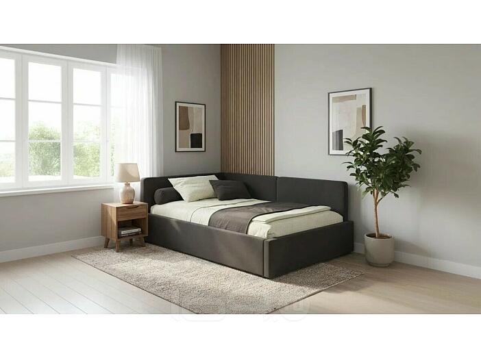 Кровать Kapri с матрасом велюр шоколад С П/М 1200x2000, ортопедическое основание, изголовье мягкое