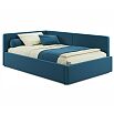 Кровать Kapri с матрасом велюр синий С П/М 1200x2000, ортопедическое основание, изголовье мягкое
