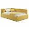 Кровать Kapri велюр желтый с подъемным механизмом 1200x2000, ортопедическое основание, изголовье мягкое