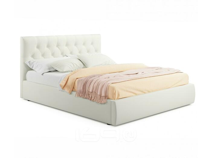 Кровать Verona с матрасом велюр бежевый без П/М 1400x2000, изголовье мягкое
