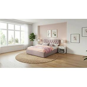 Кровать Verona с матрасом велюр лиловый С П/М 1400x2000, ортопедическое основание, изголовье мягкое