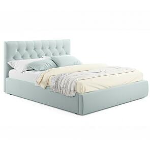 Кровать Verona с матрасом велюр мятный без П/М 1400x2000, изголовье мягкое