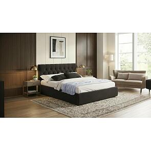 Кровать Verona с матрасом велюр шоколадный С П/М 1400x2000, ортопедическое основание, изголовье мягкое