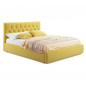 Кровать Verona с матрасом велюр жёлтый без П/М 1400x2000, изголовье мягкое