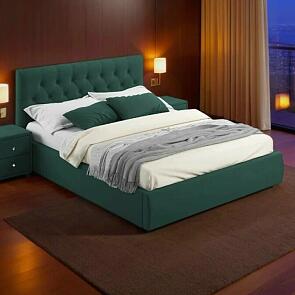 Кровать Verona с матрасом велюр изумруд без П/М 1600x2000, изголовье мягкое