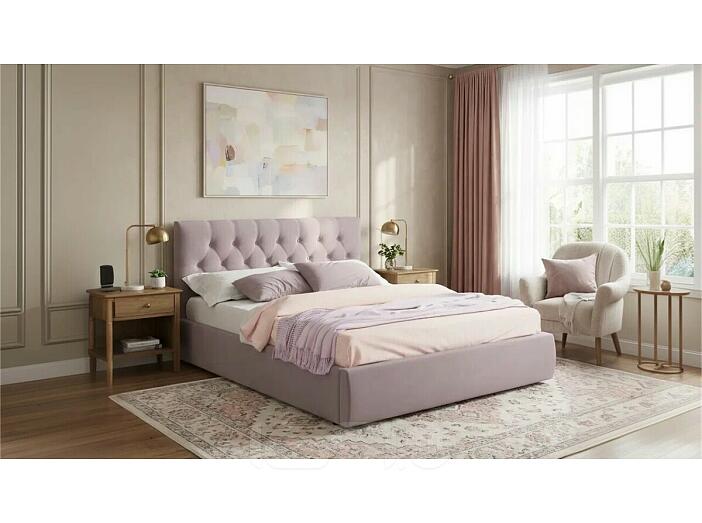 Кровать Verona с матрасом велюр лиловый С П/М 1600x2000, ортопедическое основание, изголовье мягкое