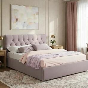 Кровать Verona с матрасом велюр лиловый С П/М 1600x2000, ортопедическое основание, изголовье мягкое