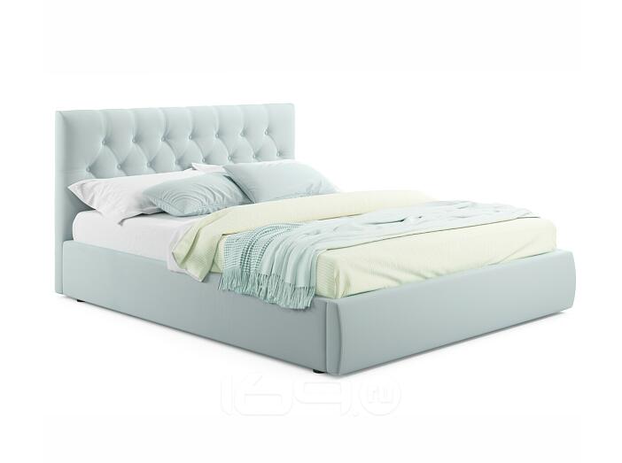 Кровать Verona с матрасом велюр мятный без П/М 1600x2000, изголовье мягкое