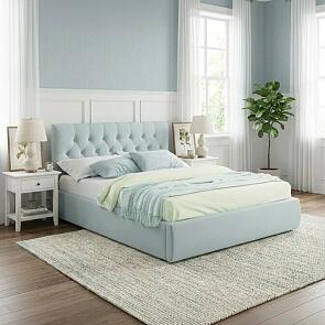 Кровать Verona с матрасом велюр мятный С П/М 1600x2000, ортопедическое основание, изголовье мягкое