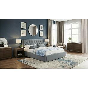 Кровать Verona с матрасом велюр серый без П/М 1600x2000, изголовье мягкое