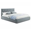 Кровать Verona с матрасом велюр серый без П/М 1600x2000, изголовье мягкое