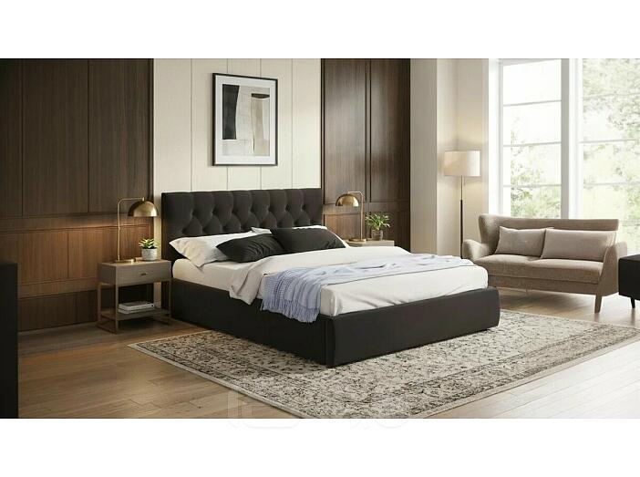 Кровать Verona с матрасом велюр шоколадный без П/М 1600x2000, изголовье мягкое