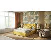 Кровать Verona с матрасом велюр жёлтый без П/М 1600x2000, изголовье мягкое