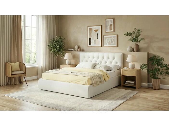 Кровать Verona с матрасом велюр бежевый С П/М 1800x2000, ортопедическое основание, изголовье мягкое