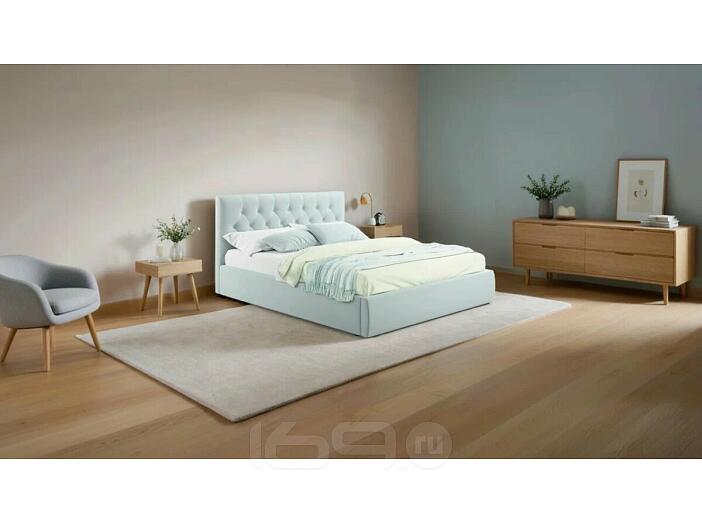 Кровать Verona с матрасом велюр мятный С П/М 1800x2000, ортопедическое основание, изголовье мягкое