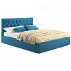 Кровать Verona с матрасом велюр синий С П/М 1800x2000, ортопедическое основание, изголовье мягкое