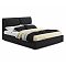 Кровать Vita велюр черный без подъёмного механизма 1400x2000, изголовье мягкое