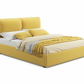 Кровать Vita велюр желтый без П/М 1400x2000, ортопедическое основание, изголовье мягкое