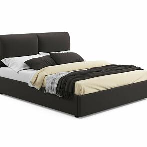 Кровать Vita велюр шоколад без П/М 1800x2000, ортопедическое основание, изголовье мягкое