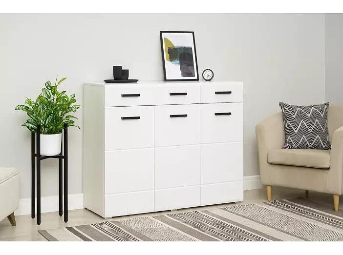 Нэнси New Комод (3д+3ящ) (Белый глянец, Белый)