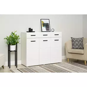 Нэнси New Комод (3д+3ящ) (Белый глянец, Белый)