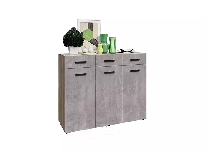 Нэнси New Комод (3д+3ящ) (ЛДСП) (Бетон светлый/Сонома)