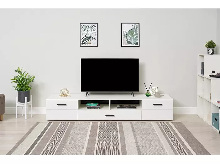 Нэнси New Тумба ТВ (2дв.+1ящ.) (Белый глянец, Белый)