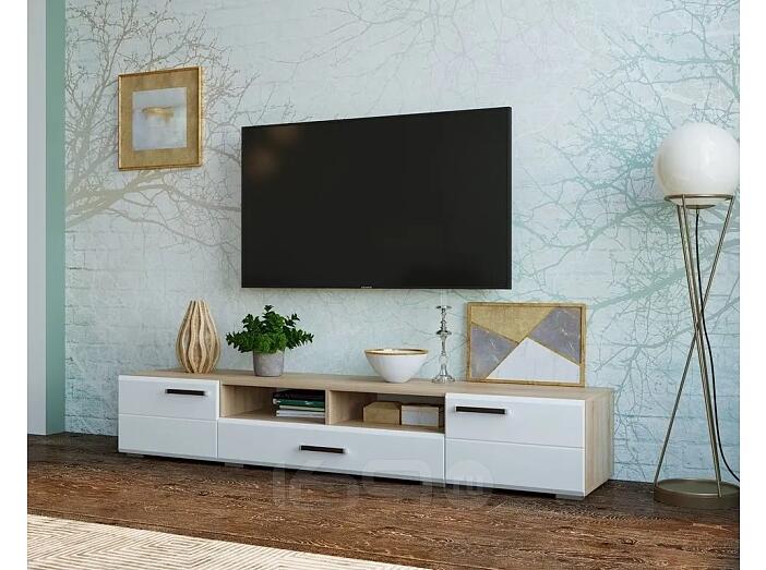 Нэнси New Тумба ТВ (2дв.+1ящ.) (Белый глянец, Сонома)