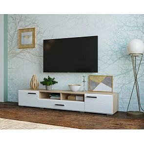 Нэнси New Тумба ТВ (2дв.+1ящ.) (Белый глянец, Сонома)