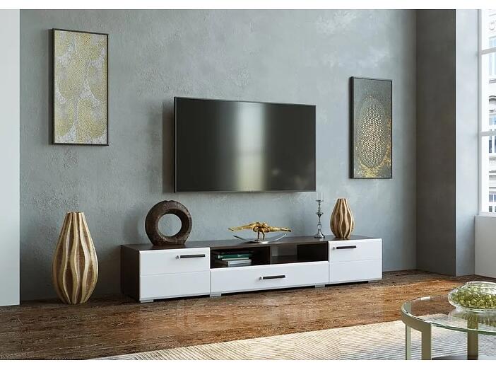 Нэнси New Тумба ТВ (2дв.+1ящ.) (Белый глянец, Венге)