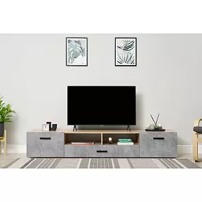 Нэнси New Тумба ТВ (2дв.+1ящ.) (ЛДСП) (Бетон светлый/Сонома)