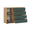 Норд Комод 1 дверь 4 ящика (1200) (Изумрудный (КРОМКА ИЗУМРУД), Дуб Крафт (КРОМКА ДУБ КРАФТ))