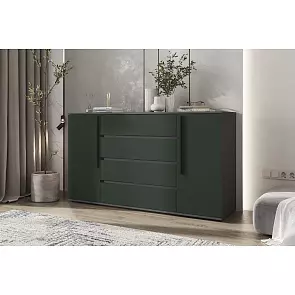 Норд Комод 2 двери 4 ящика (1600) (Изумрудный (КРОМКА ГРАФИТ), Графит)