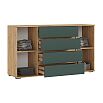 Норд Комод 2 двери 4 ящика (1600) (Изумрудный (КРОМКА ИЗУМРУД), Дуб Крафт (КРОМКА ДУБ КРАФТ))